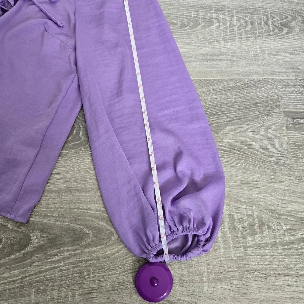 CeCe Lattice Raglan Sleeve Top Slate Lavender Size Xs  Ruffle‎ Blouse